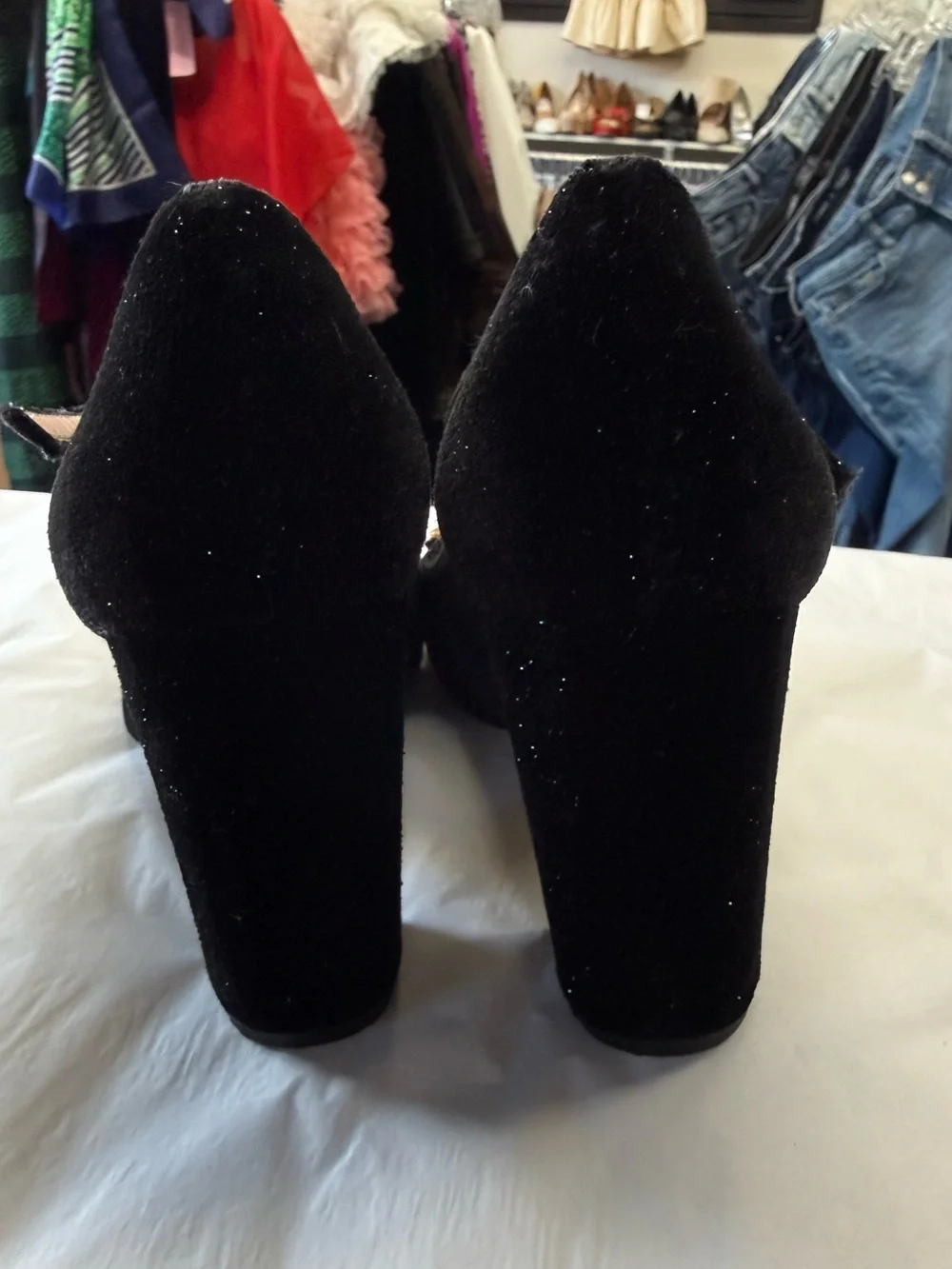 Kate Spade Ballina Black Velvet Crystal Mary Jane Pumps Heels 7.5 Italy
